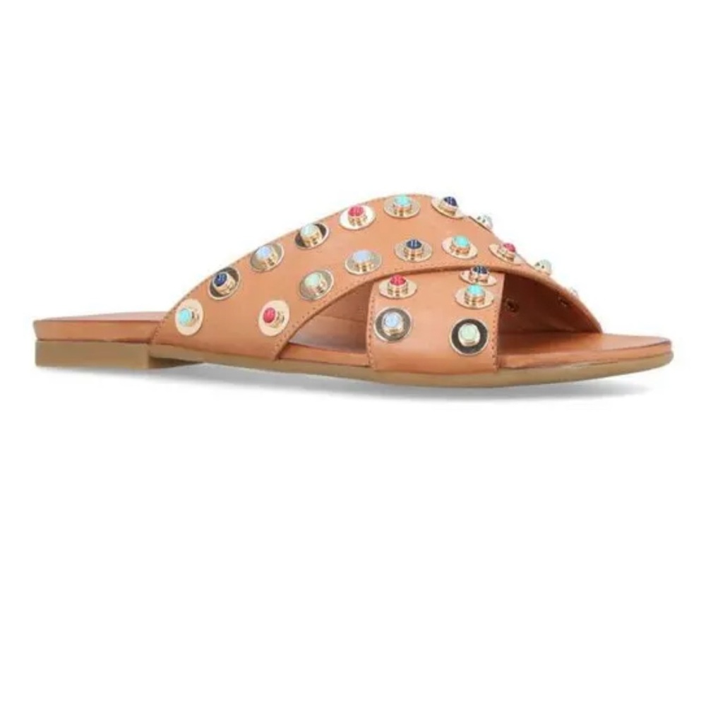 Carvela Koncern Studded Leather Slides Black EU 36 US 6 Slip On Sandals